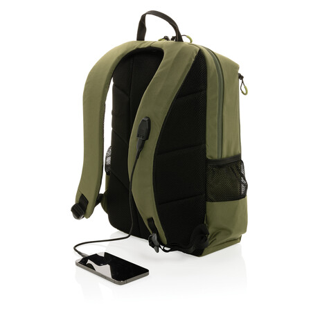 Impact AWARE™ Lima 15.6" RFID Laptop-Rucksack grün, grün bedrucken, Art.-Nr. P763.157