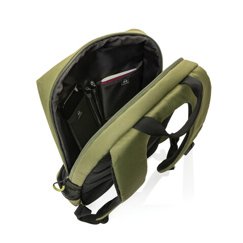 Impact AWARE™ Lima 15.6" RFID Laptop-Rucksack grün, grün bedrucken, Art.-Nr. P763.157