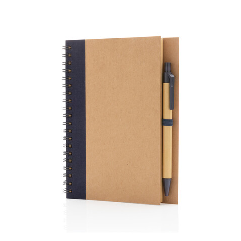 Kraft Spiral-Notizbuch mit Stift blau bedrucken, Art.-Nr. P774.265 Kraft Spiral-Notizbuch mit Stift blau bedrucken, Art.-Nr. P774.265