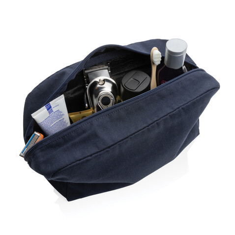 Impact Aware™ 285g/m² Kosmetiktasche aus ungefärbtem Canvas navy blau bedrucken, Art.-Nr. P820.785 Impact Aware™ 285g/m² Kosmetiktasche aus ungefärbtem Canvas navy blau bedrucken, Art.-Nr. P820.785