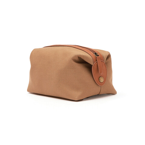 VINGA Sloane Kulturtasche aus RCS recyceltem Polyester braun bedrucken, Art.-Nr. 560141
