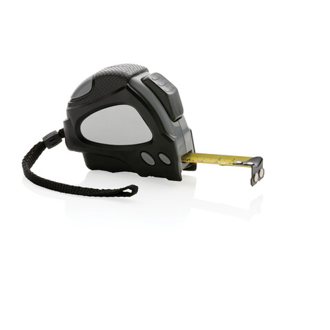 Auto-Stop-Maßband aus recyceltem Kunststoff, 5m/19mm schwarz bedrucken, Art.-Nr. P112.171
