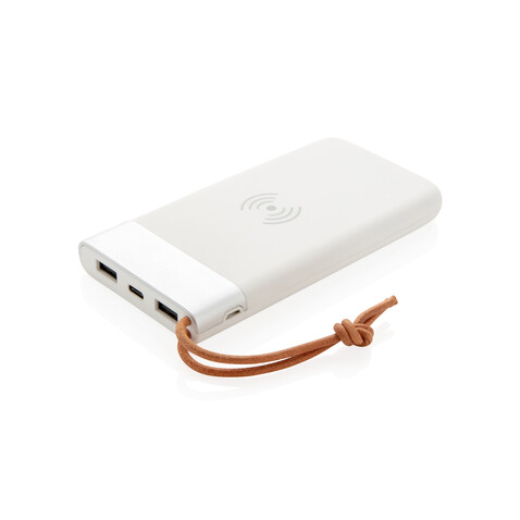 Aria 8.000 mAh 5W Wireless Charging Powerbank weiß bedrucken, Art.-Nr. P324.693