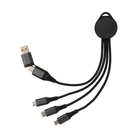 Terra 6-in-1-Ladekabel aus RCS recyceltem Aluminium grau bedrucken, Art.-Nr. P302.672 Terra 6-in-1-Ladekabel aus RCS recyceltem Aluminium grau bedrucken, Art.-Nr. P302.672