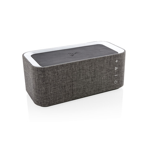 Vogue Wireless-Charger Lautsprecher grau, schwarz bedrucken, Art.-Nr. P328.072 Vogue Wireless-Charger Lautsprecher grau, schwarz bedrucken, Art.-Nr. P328.072