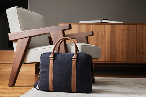 VINGA Bosler Computertasche aus RCS recyceltem Canvas navy blau bedrucken, Art.-Nr. 522321
