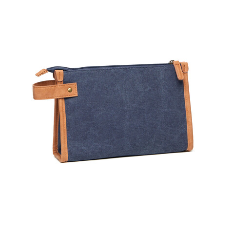 VINGA Bosler Kulturbeutel aus GRS recyceltem Canvas navy blau bedrucken, Art.-Nr. 522421