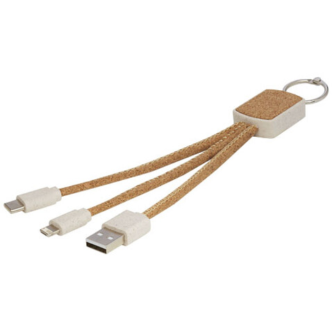 Bates Weizenstroh und Kork 3-in-1 Ladekabel, natur bedrucken, Art.-Nr. 12429406