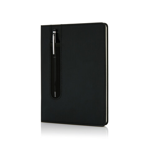 Basic Hardcover PU A5 Notizbuch mit Stylus-Stift schwarz bedrucken, Art.-Nr. P773.311 Basic Hardcover PU A5 Notizbuch mit Stylus-Stift schwarz bedrucken, Art.-Nr. P773.311
