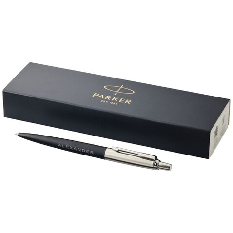 Parker Jotter Bond Street Kugelschreiber (blaue Mine), schwarz, silber bedrucken, Art.-Nr. 10683800 Parker Jotter Bond Street Kugelschreiber (blaue Mine), schwarz, silber bedrucken, Art.-Nr. 10683800