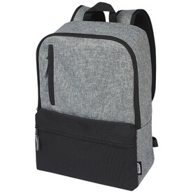 Reclaim 15&amp;quot; GRS recycelter Laptop Rucksack 14 L, schwarz, heather grau bedrucken, Art.-Nr. 12065590