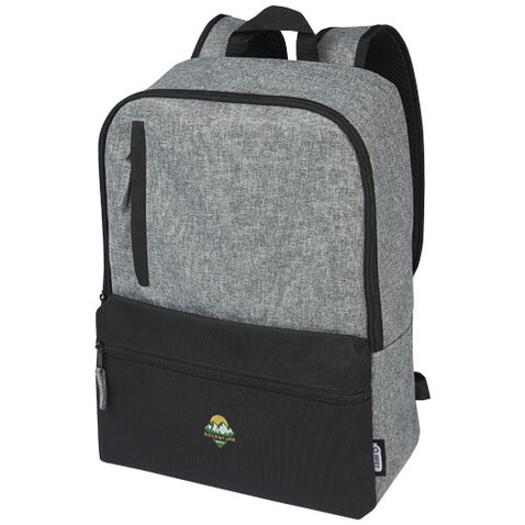 Reclaim 15" GRS recycelter Laptop Rucksack 14 L, schwarz, heather grau bedrucken, Art.-Nr. 12065590 Reclaim 15" GRS recycelter Laptop Rucksack 14 L, schwarz, heather grau bedrucken, Art.-Nr. 12065590