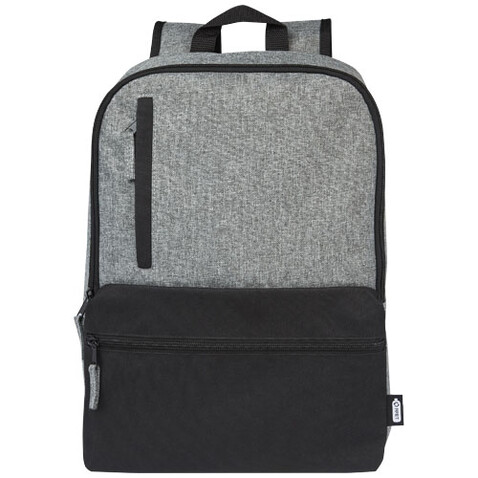 Reclaim 15" GRS recycelter Laptop Rucksack 14 L, schwarz, heather grau bedrucken, Art.-Nr. 12065590 Reclaim 15" GRS recycelter Laptop Rucksack 14 L, schwarz, heather grau bedrucken, Art.-Nr. 12065590