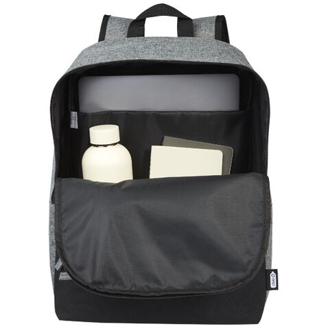 Reclaim 15" GRS recycelter Laptop Rucksack 14 L, schwarz, heather grau bedrucken, Art.-Nr. 12065590 Reclaim 15" GRS recycelter Laptop Rucksack 14 L, schwarz, heather grau bedrucken, Art.-Nr. 12065590