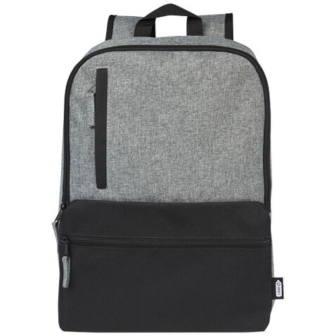 Reclaim 15" GRS recycelter Laptop Rucksack 14 L, schwarz, heather grau bedrucken, Art.-Nr. 12065590 Reclaim 15" GRS recycelter Laptop Rucksack 14 L, schwarz, heather grau bedrucken, Art.-Nr. 12065590