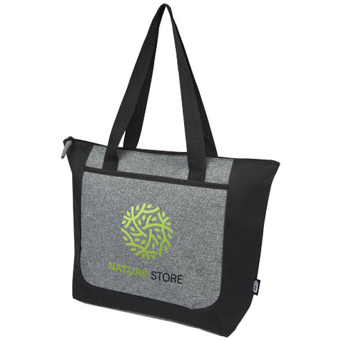 Reclaim GRS recycelte Tragetasche mit Reißverschluss 15 L, schwarz, heather grau bedrucken, Art.-Nr. 12065790 Reclaim GRS recycelte Tragetasche mit Reißverschluss 15 L, schwarz, heather grau bedrucken, Art.-Nr. 12065790