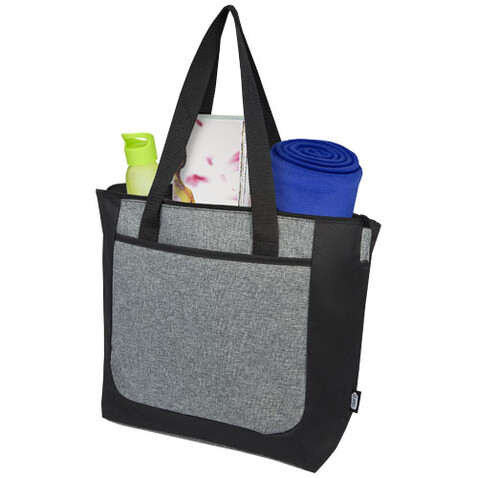 Reclaim GRS recycelte Tragetasche mit Reißverschluss 15 L, schwarz, heather grau bedrucken, Art.-Nr. 12065790 Reclaim GRS recycelte Tragetasche mit Reißverschluss 15 L, schwarz, heather grau bedrucken, Art.-Nr. 12065790