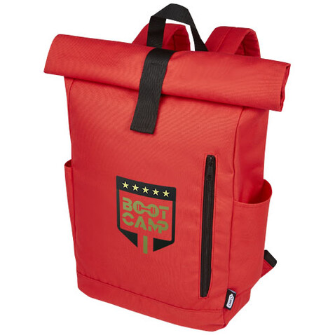 Byron 15,6" GRS RPET Roll-Top Rucksack 18 L, rot bedrucken, Art.-Nr. 12065921 Byron 15,6" GRS RPET Roll-Top Rucksack 18 L, rot bedrucken, Art.-Nr. 12065921