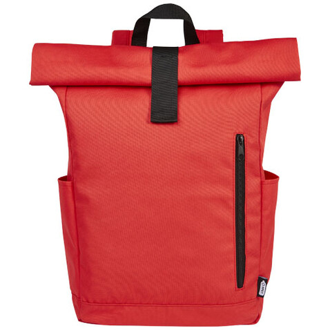 Byron 15,6" GRS RPET Roll-Top Rucksack 18 L, rot bedrucken, Art.-Nr. 12065921 Byron 15,6" GRS RPET Roll-Top Rucksack 18 L, rot bedrucken, Art.-Nr. 12065921
