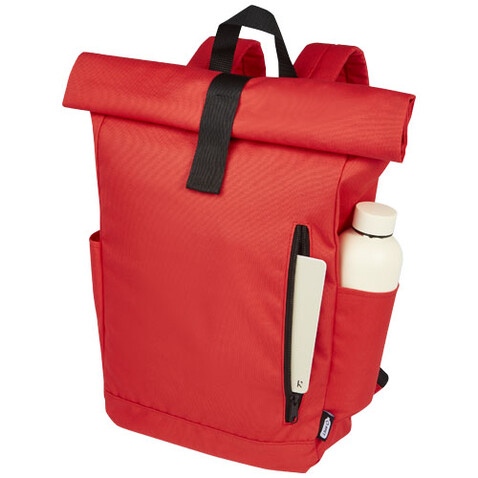 Byron 15,6" GRS RPET Roll-Top Rucksack 18 L, rot bedrucken, Art.-Nr. 12065921 Byron 15,6" GRS RPET Roll-Top Rucksack 18 L, rot bedrucken, Art.-Nr. 12065921