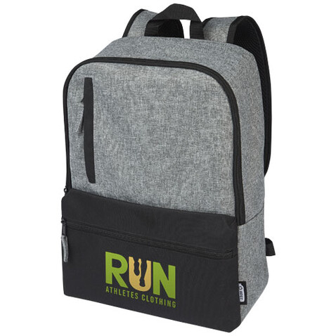 Reclaim 15" GRS recycelter Laptop Rucksack 14 L, schwarz, heather grau bedrucken, Art.-Nr. 12065590 Reclaim 15" GRS recycelter Laptop Rucksack 14 L, schwarz, heather grau bedrucken, Art.-Nr. 12065590