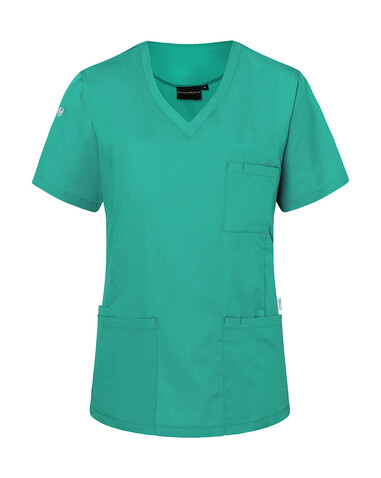 Karlowsky Ladies` Slip-on Tunic Essential Short Sl., Emerald Green, L bedrucken, Art.-Nr. 029675015