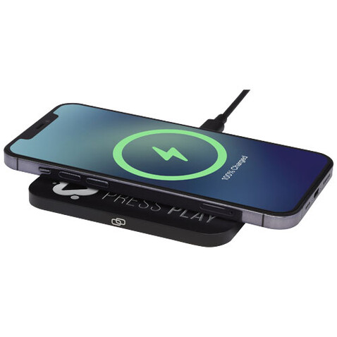 Hybrid hochwertiges wireless 15W Ladepad, schwarz bedrucken, Art.-Nr. 12424090 Hybrid hochwertiges wireless 15W Ladepad, schwarz bedrucken, Art.-Nr. 12424090