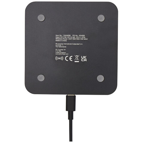 Hybrid hochwertiges wireless 15W Ladepad, schwarz bedrucken, Art.-Nr. 12424090 Hybrid hochwertiges wireless 15W Ladepad, schwarz bedrucken, Art.-Nr. 12424090