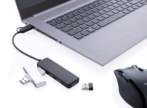 RCS recycelter USB-Hub mit Dual-Input schwarz bedrucken, Art.-Nr. P308.261 RCS recycelter USB-Hub mit Dual-Input schwarz bedrucken, Art.-Nr. P308.261