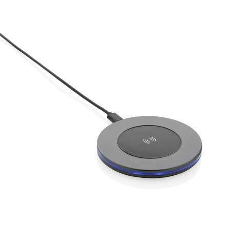 Terra 10W Wireless Charger aus RCS recyceltem Aluminium grau bedrucken, Art.-Nr. P308.672