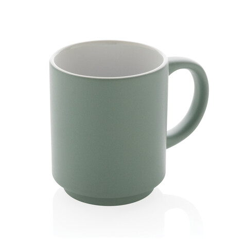 Stapelbare Keramiktasse, 180ml grün bedrucken, Art.-Nr. P434.077 Stapelbare Keramiktasse, 180ml grün bedrucken, Art.-Nr. P434.077