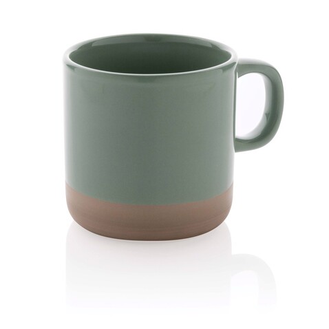 Becher aus glasiertem Keramik, 360ml grün bedrucken, Art.-Nr. P434.117