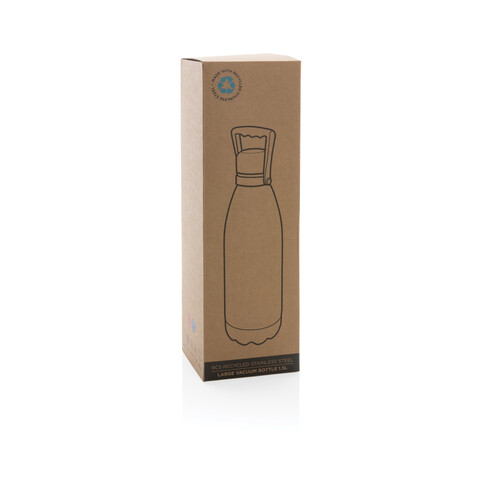 Große Vakuumflasche aus RCS recyceltem Stainless-Steel 1,5L schwarz bedrucken, Art.-Nr. P435.511