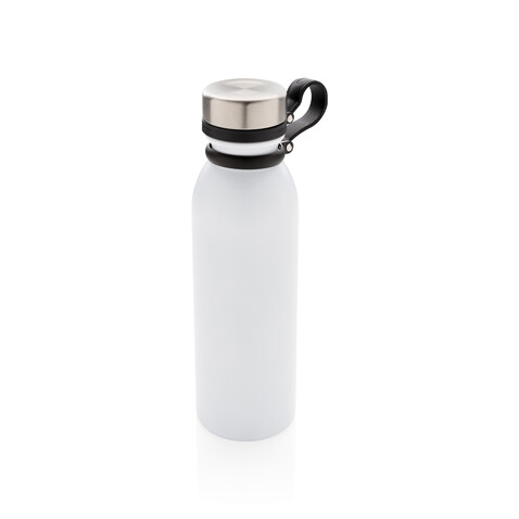Kupfer-Vakuumisolierte Flasche mit Trageriemen weiß bedrucken, Art.-Nr. P436.713