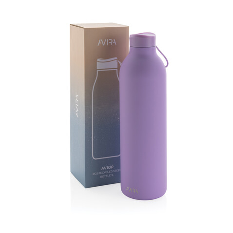 Avira Avior RCS recycelte Stainless-Steel Flasche 1L lila bedrucken, Art.-Nr. P438.019