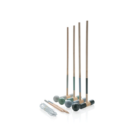 Krocket-Set aus Holz braun bedrucken, Art.-Nr. P453.539 Krocket-Set aus Holz braun bedrucken, Art.-Nr. P453.539
