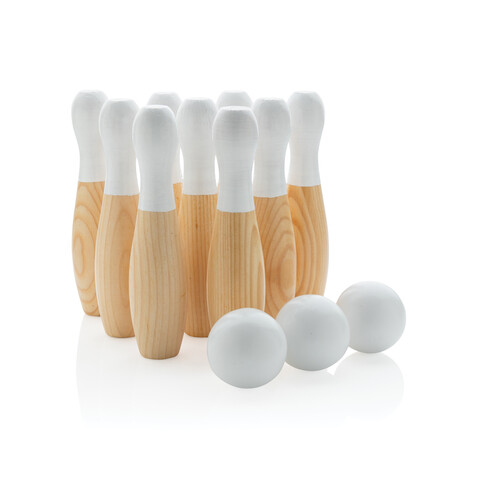 Kegel-Set aus Holz braun bedrucken, Art.-Nr. P453.549