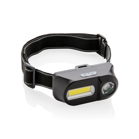 COB und LED Stirnlampe schwarz bedrucken, Art.-Nr. P518.041 COB und LED Stirnlampe schwarz bedrucken, Art.-Nr. P518.041
