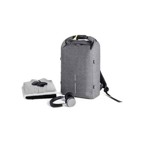 Urban schnitthemmender Anti-Diebstahl-Rucksack grau, schwarz bedrucken, Art.-Nr. P705.642 Urban schnitthemmender Anti-Diebstahl-Rucksack grau, schwarz bedrucken, Art.-Nr. P705.642