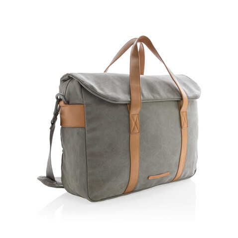 Canvas Laptop-Tasche, PVC-frei grau bedrucken, Art.-Nr. P729.352