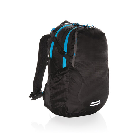 Explorer Ribstop mittlerer Wanderrucksack 26L PVC frei schwarz, blau bedrucken, Art.-Nr. P760.151