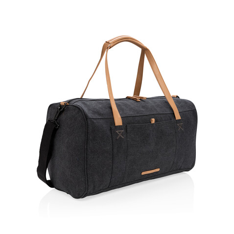 Canvas Reisetasche, PVC-frei schwarz bedrucken, Art.-Nr. P762.471