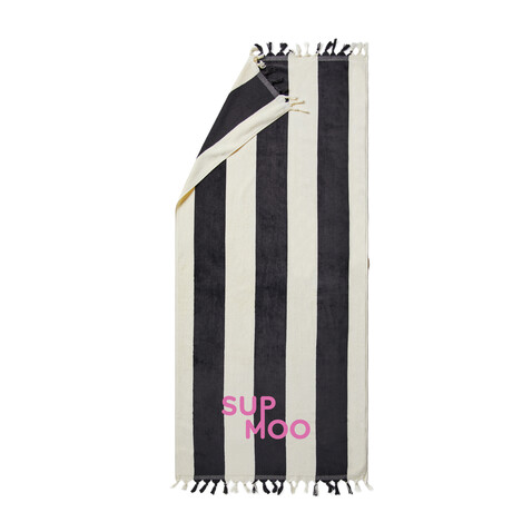 VINGA Valmer Strandtuch 450gr/m² schwarz, beige bedrucken, Art.-Nr. 8053 VINGA Valmer Strandtuch 450gr/m² schwarz, beige bedrucken, Art.-Nr. 8053