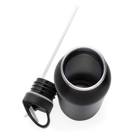 Deluxe Sportflasche aus Edelstahl schwarz bedrucken, Art.-Nr. P436.421
