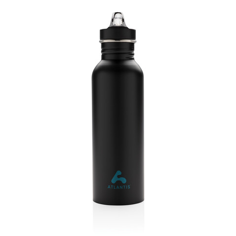 Deluxe Sportflasche aus Edelstahl schwarz bedrucken, Art.-Nr. P436.421