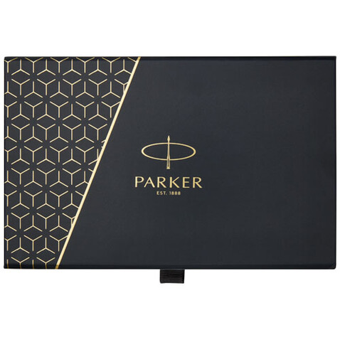 Parker IM achromatisches Kugelschreiber und Tintenroller Set mit Präsentbox (schwarze/blaue Mine), schwarz bedrucken, Art.-Nr. 10782082 Parker IM achromatisches Kugelschreiber und Tintenroller Set mit Präsentbox (schwarze/blaue Mine), schwarz bedrucken, Art.-Nr. 10782082