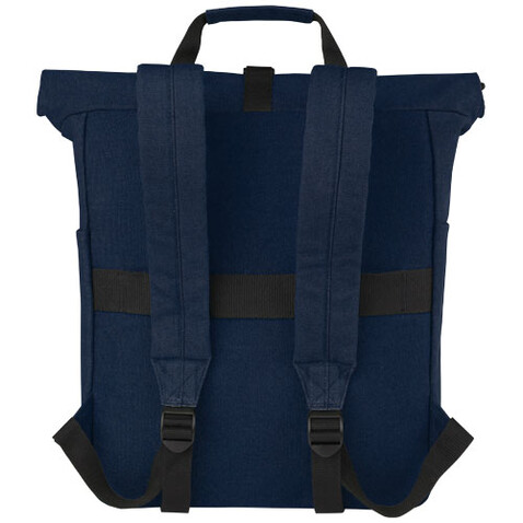 Joey 15" GRS Rolltop Laptoprucksack aus recyceltem Canvas 15 L, navy bedrucken, Art.-Nr. 12067855