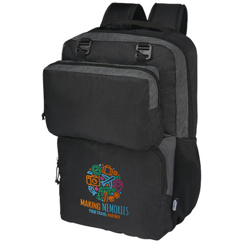 Trailhead 15" GRS recycelter zweifarbiger Laptop-Rucksack 14 L, schwarz, grau bedrucken, Art.-Nr. 12068290 Trailhead 15" GRS recycelter zweifarbiger Laptop-Rucksack 14 L, schwarz, grau bedrucken, Art.-Nr. 12068290