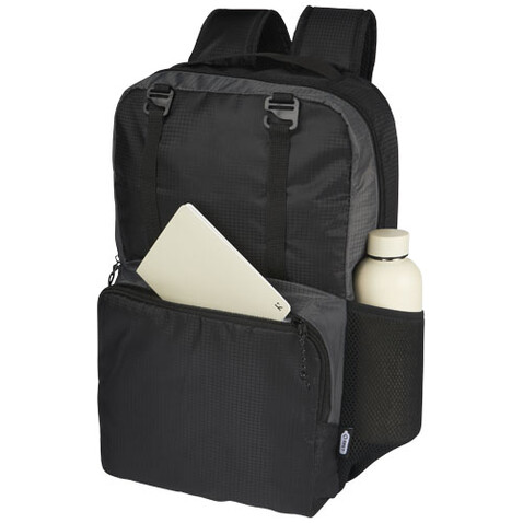 Trailhead 15" GRS recycelter zweifarbiger Laptop-Rucksack 14 L, schwarz, grau bedrucken, Art.-Nr. 12068290 Trailhead 15" GRS recycelter zweifarbiger Laptop-Rucksack 14 L, schwarz, grau bedrucken, Art.-Nr. 12068290