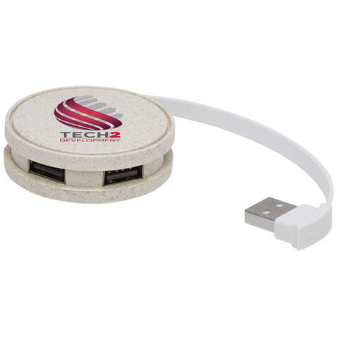 Kenzu Weizenstroh-USB-Hub, natur bedrucken, Art.-Nr. 12430906 Kenzu Weizenstroh-USB-Hub, natur bedrucken, Art.-Nr. 12430906